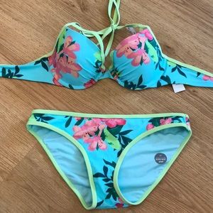 Aerie tropical bikini floral pattern swim suit